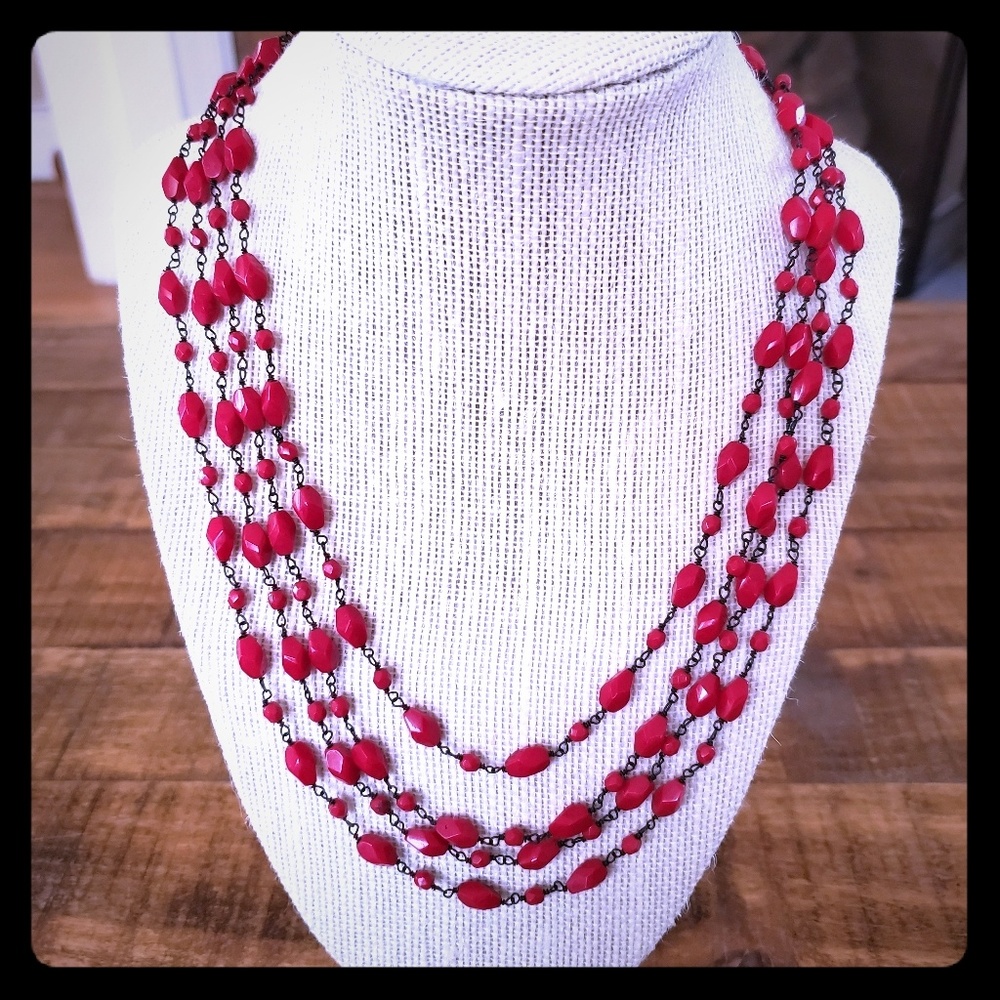🇺🇸Red Beaded Necklace - Picture 1 of 5